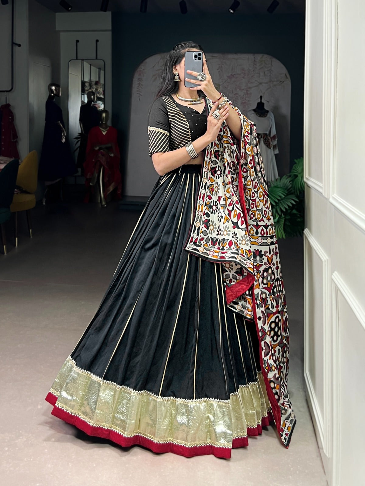 Premium Chanderi Garba Choli with Tassar Silk Dupatta