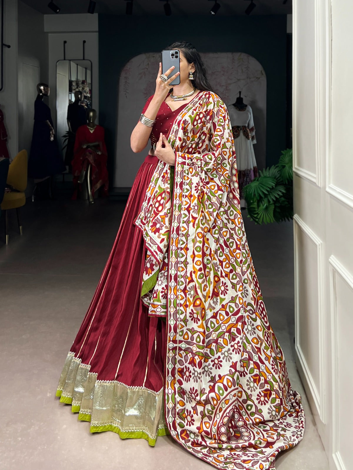 Premium Chanderi Garba Choli with Tassar Silk Dupatta