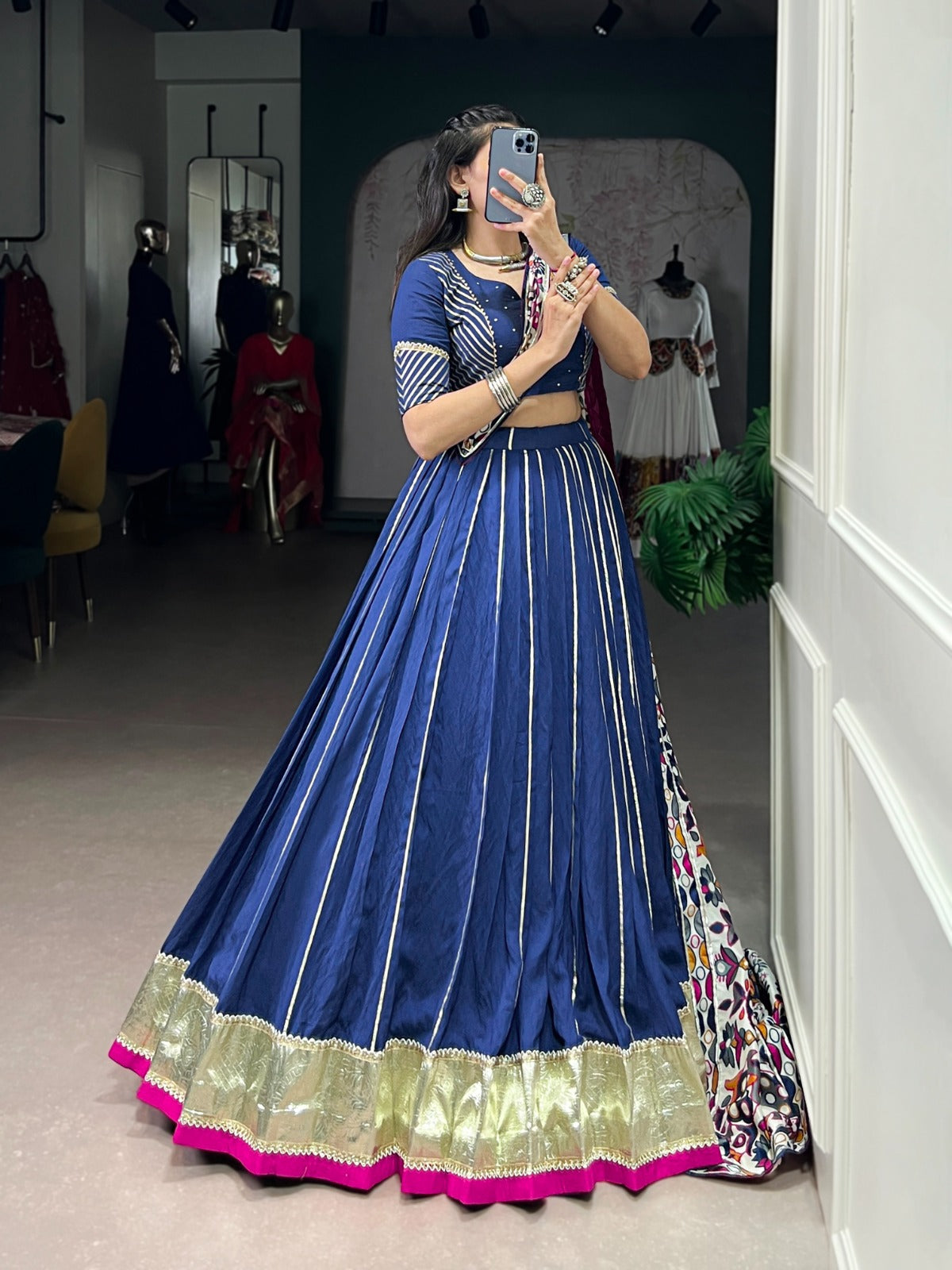Premium Chanderi Garba Choli with Tassar Silk Dupatta