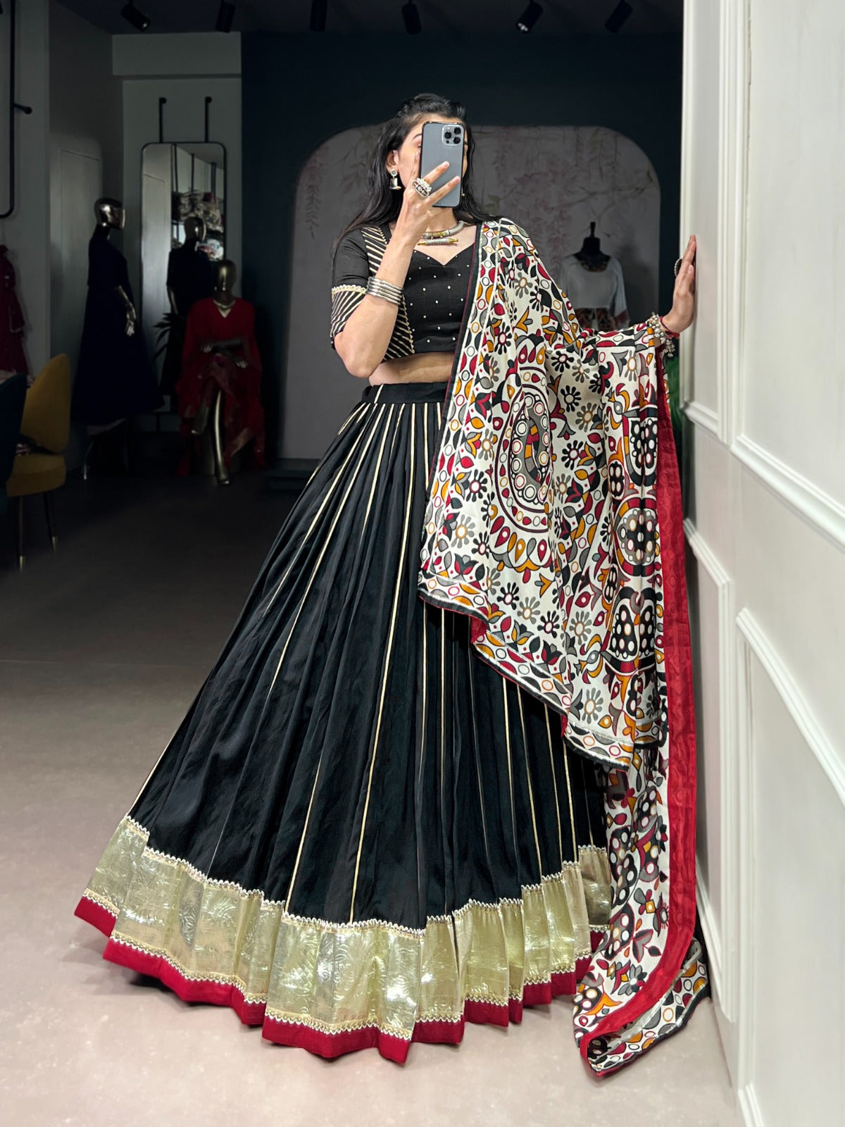 Premium Chanderi Garba Choli with Tassar Silk Dupatta