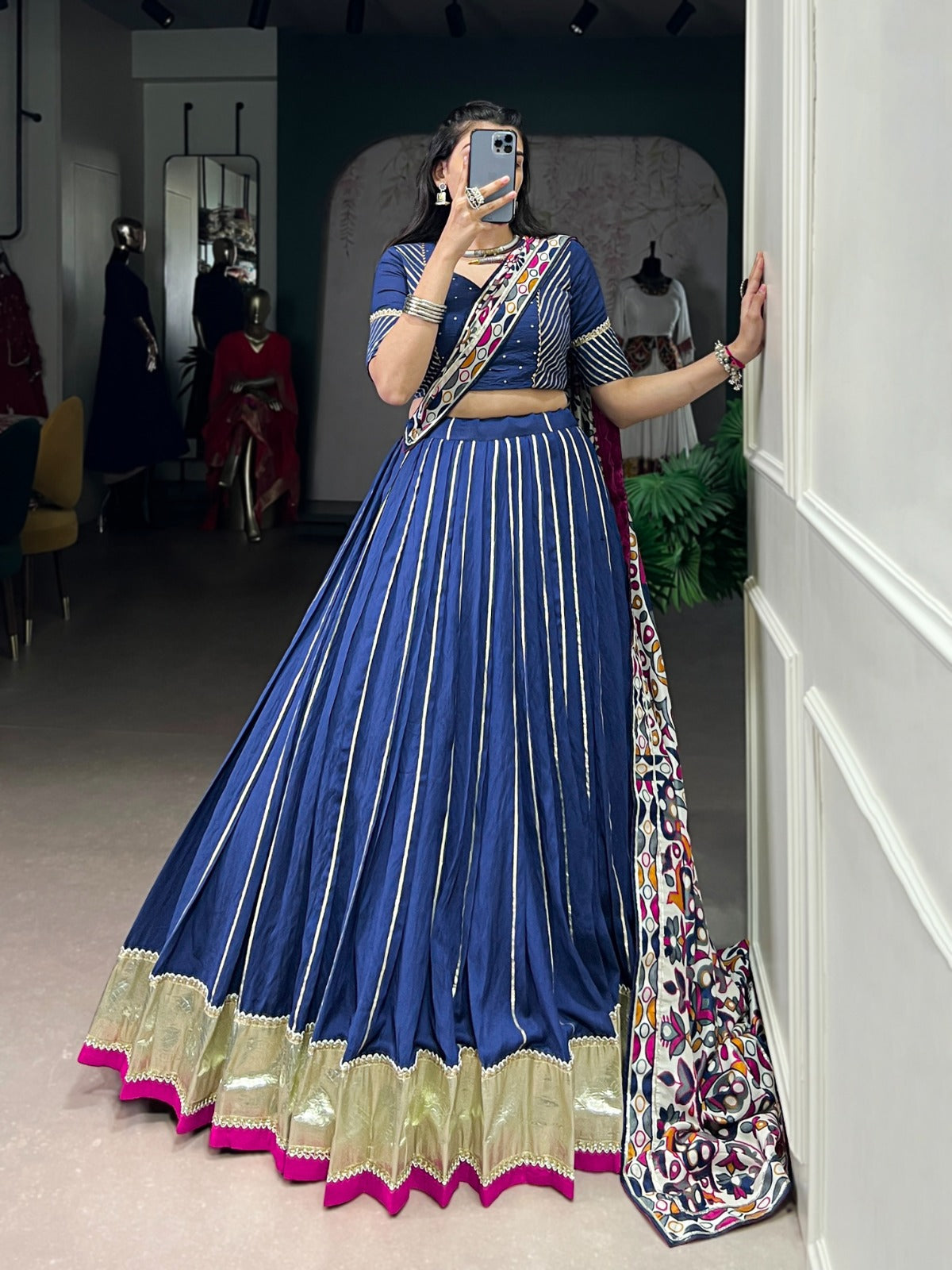 Premium Chanderi Garba Choli with Tassar Silk Dupatta