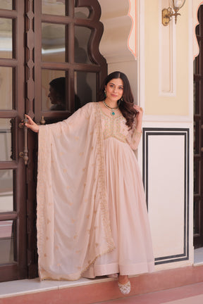 Designer beads & sequins multi embroidery Gorgette Gown