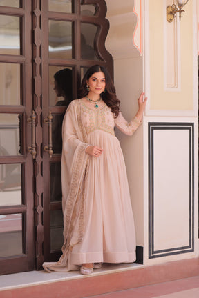 Designer beads & sequins multi embroidery Gorgette Gown