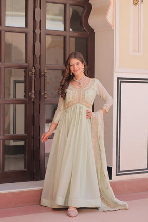 Designer beads & sequins multi embroidery Gorgette Gown