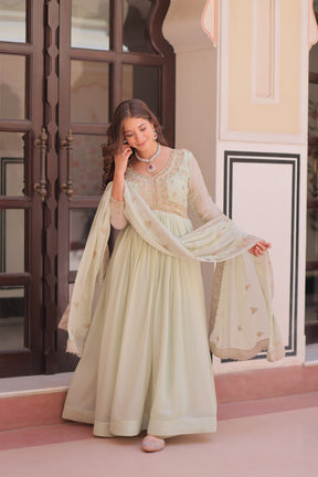 Designer beads & sequins multi embroidery Gorgette Gown