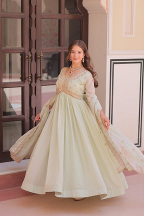 Designer beads & sequins multi embroidery Gorgette Gown