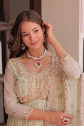 Designer beads & sequins multi embroidery Gorgette Gown