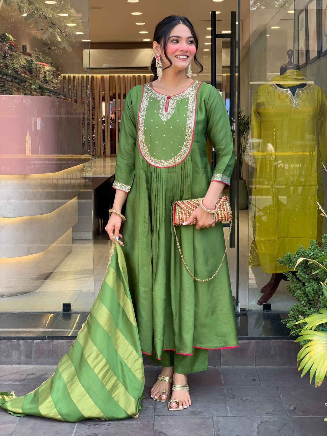 Festival Special Mul Chanderi 3-Piece Suit