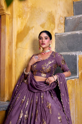Designer Purple Chocolate Crush Wedding Lehenga