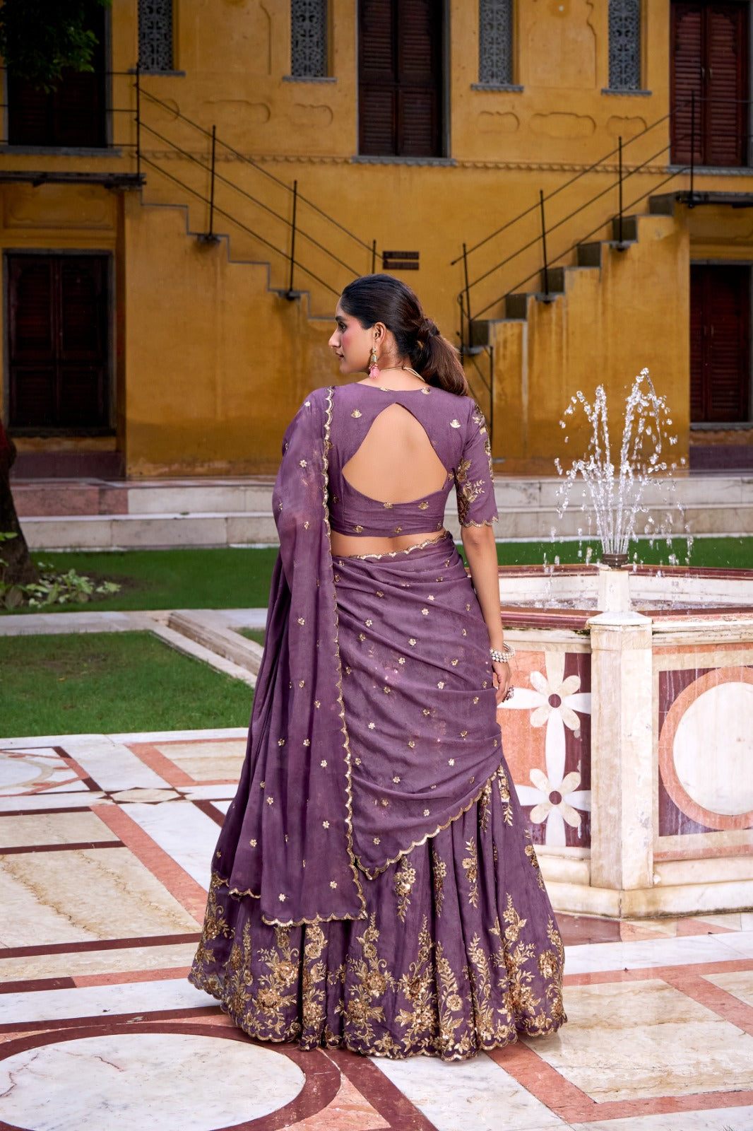 Designer Purple Chocolate Crush Wedding Lehenga