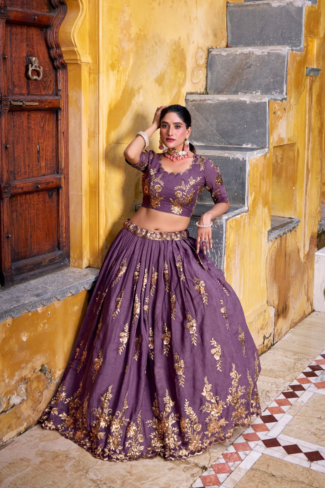Designer Purple Chocolate Crush Wedding Lehenga