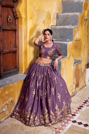 Designer Purple Chocolate Crush Wedding Lehenga