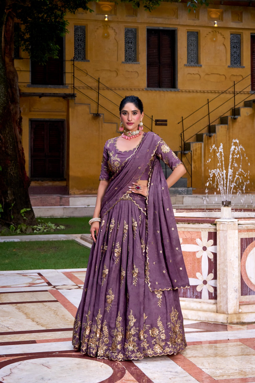 Designer Purple Chocolate Crush Wedding Lehenga