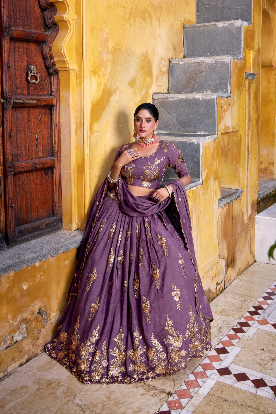 Designer Purple Chocolate Crush Wedding Lehenga