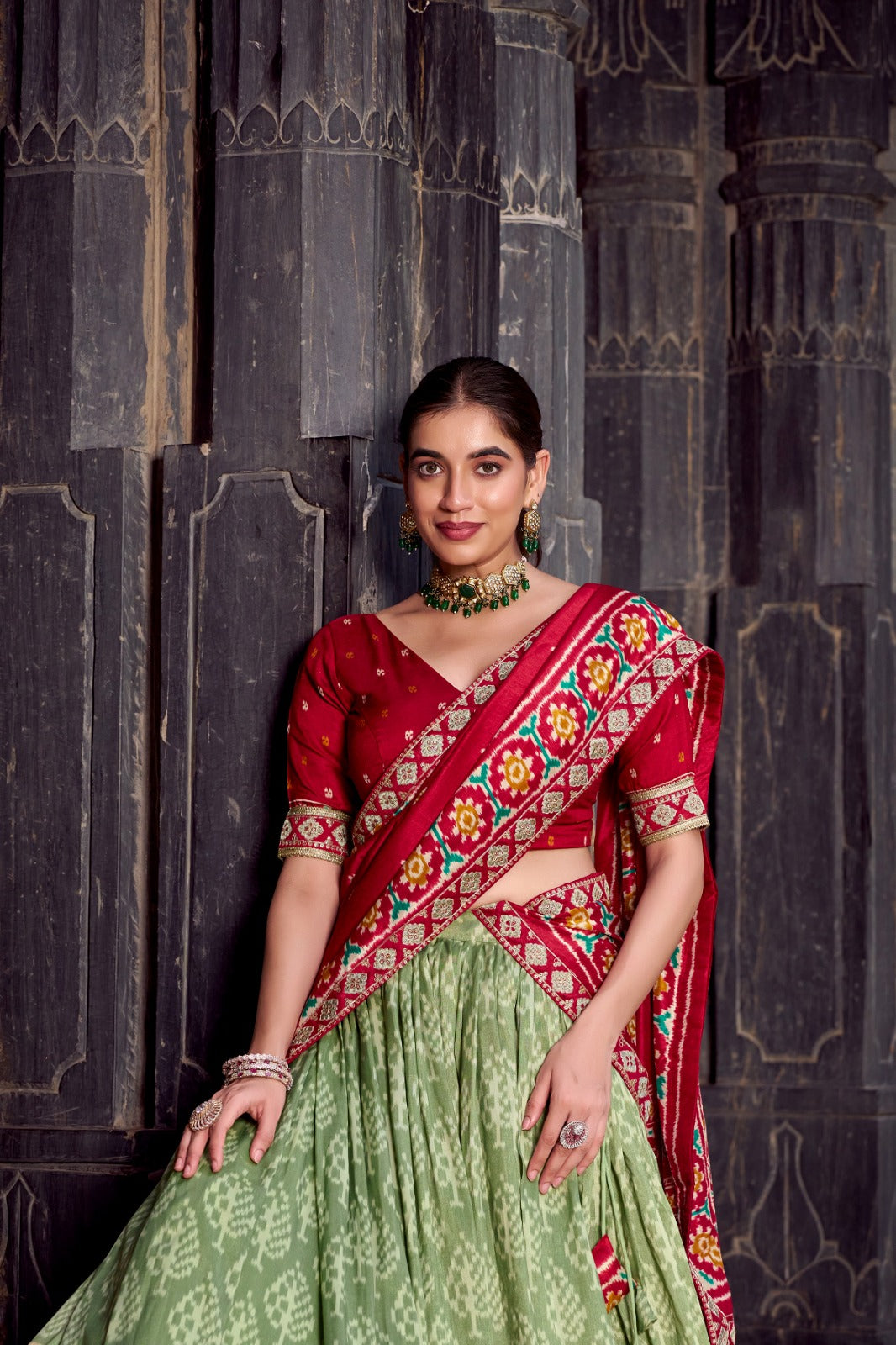 Tassar Silk Ikkat Print Lehenga Choli&nbsp;