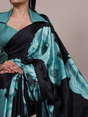 Premium Satin Silk Floral Print Saree