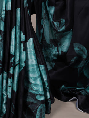 Premium Satin Silk Floral Print Saree