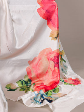 Premium Satin Silk Floral Print Saree