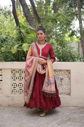 Designer Roman Fabric Gown with mirror Lace