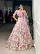 Pastel Net Embroidered Lehenga Choli