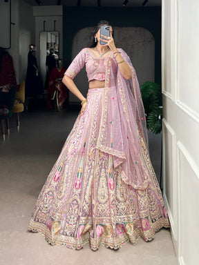 Pastel Net Embroidered Lehenga Choli