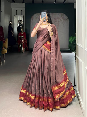 Pure Chanderi Cotton Half Saree Lehenga Choli