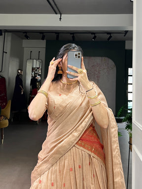 Pure Chanderi Cotton Half Saree Lehenga Choli