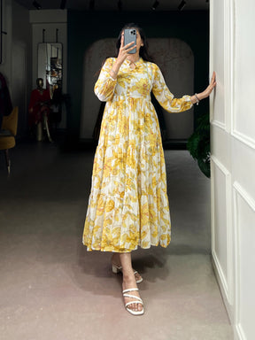 Floral Foil Frock Lightweight Elegance