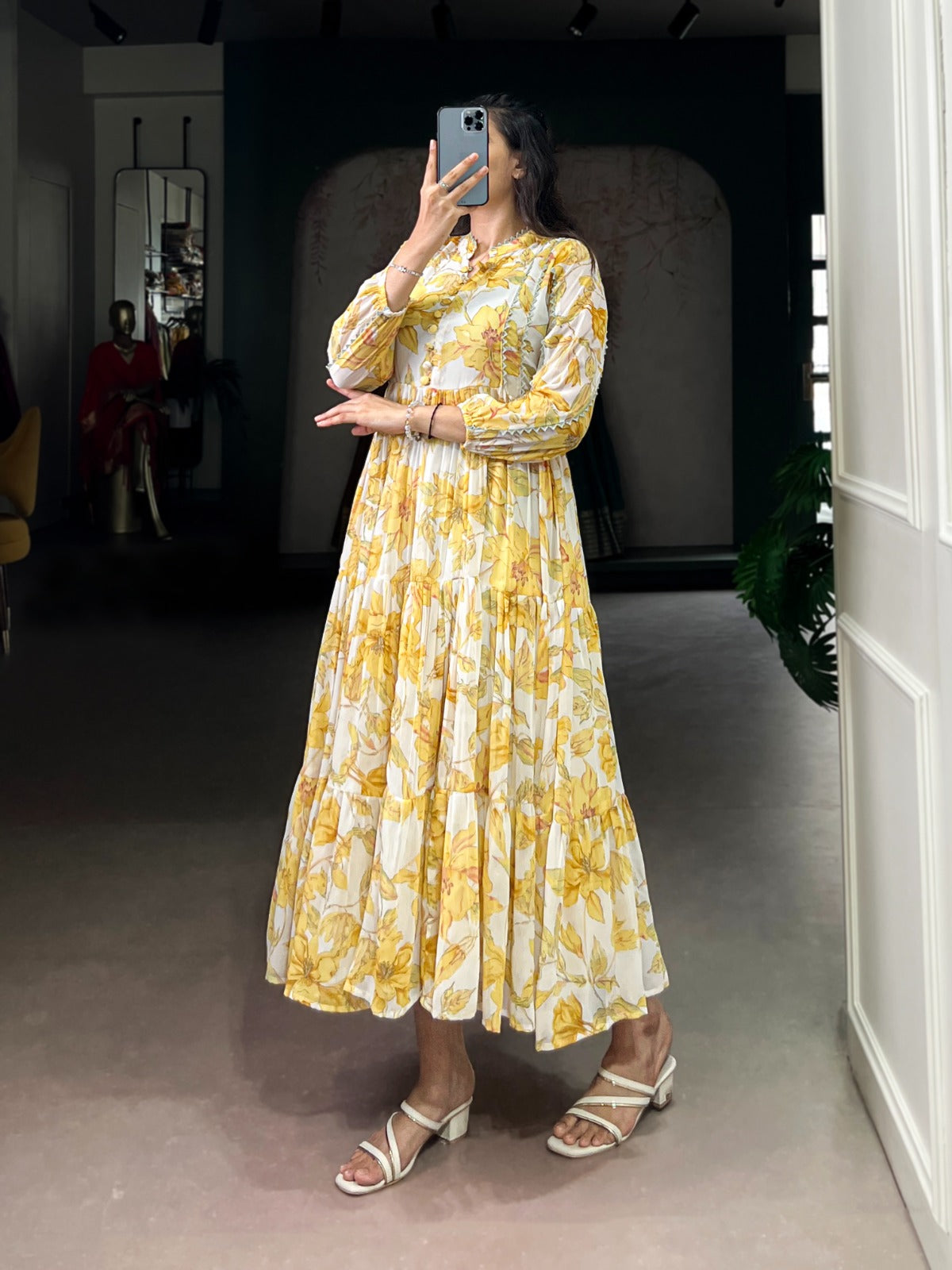 Floral Foil Frock Lightweight Elegance