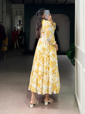 Floral Foil Frock Lightweight Elegance