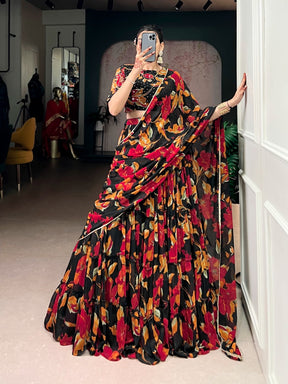 Floral Marble Lehenga Choli