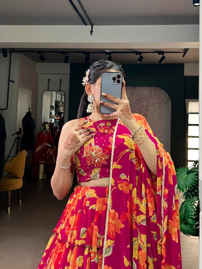 Floral Marble Lehenga Choli