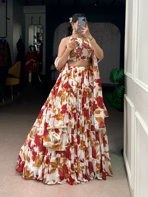 Floral Marble Lehenga Choli