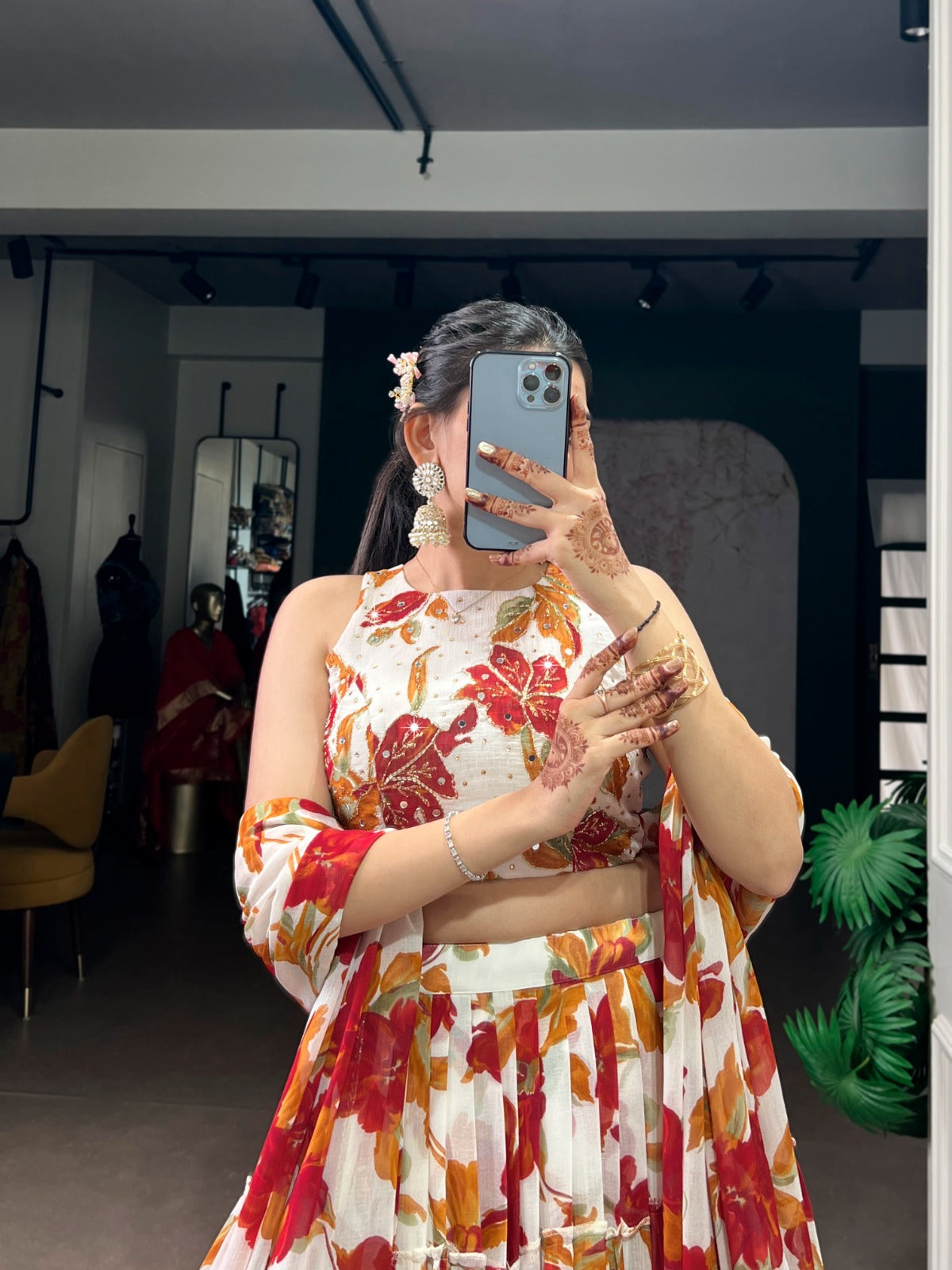 Floral Marble Lehenga Choli