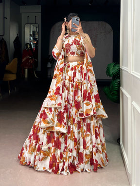 Floral Marble Lehenga Choli