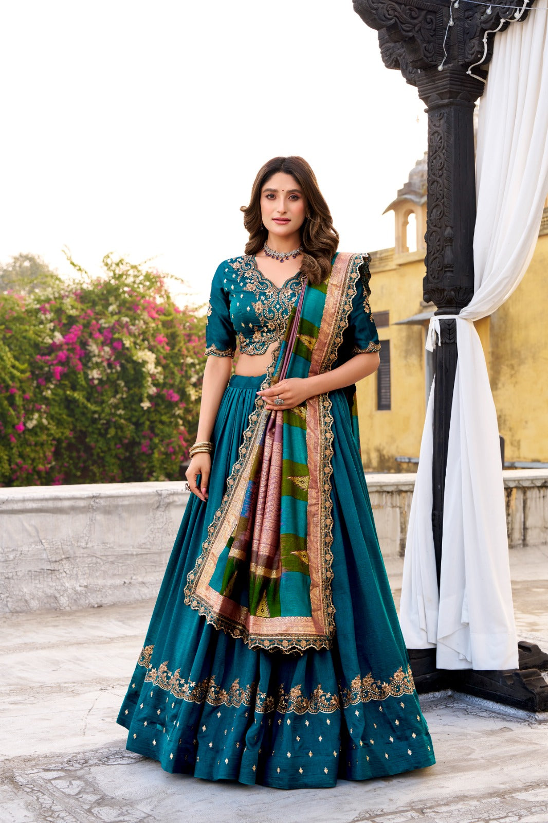 luxurious Vichitra Silk Lehenga Choli