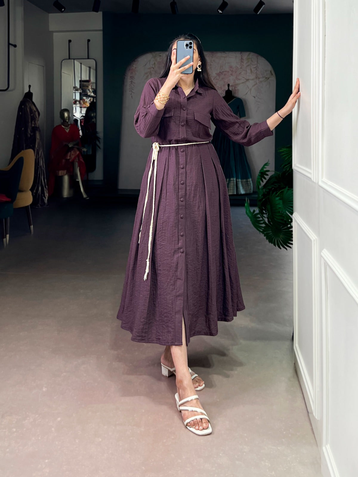 Soft Look Crackle One-Piece Dress