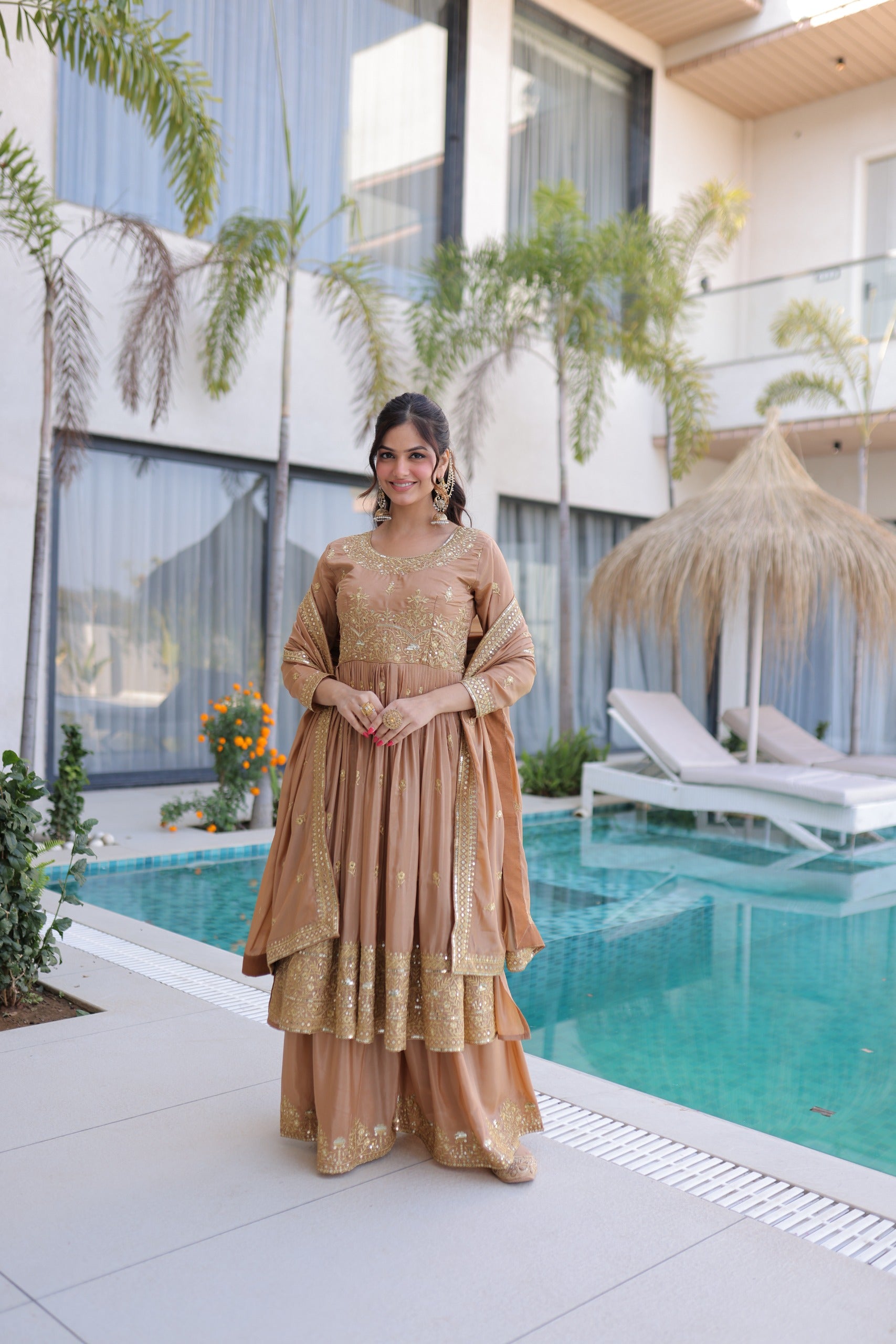 Premium Designer Ready-to-Wear Top Sharara Dupatta Set