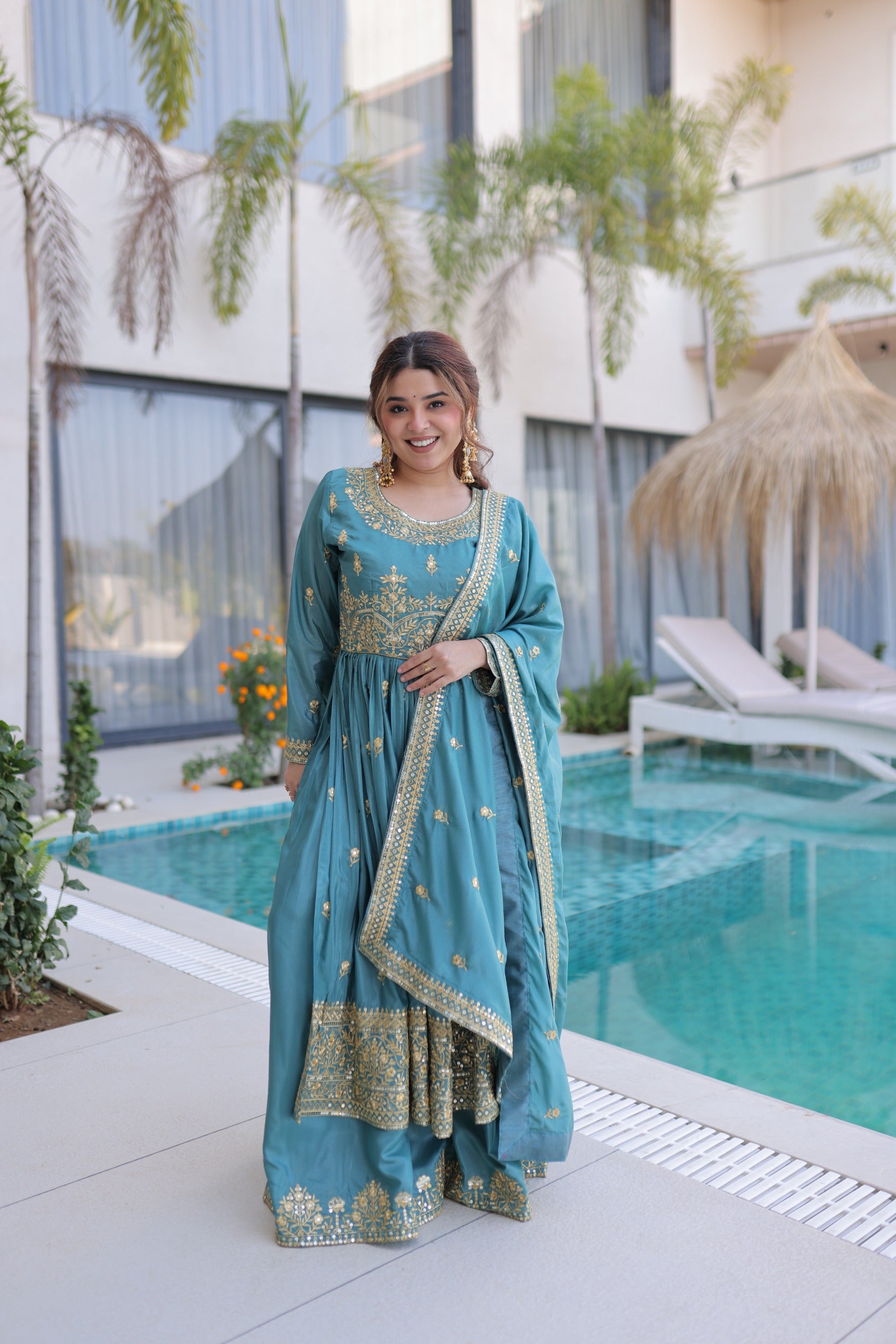Premium Designer Ready-to-Wear Top Sharara Dupatta Set