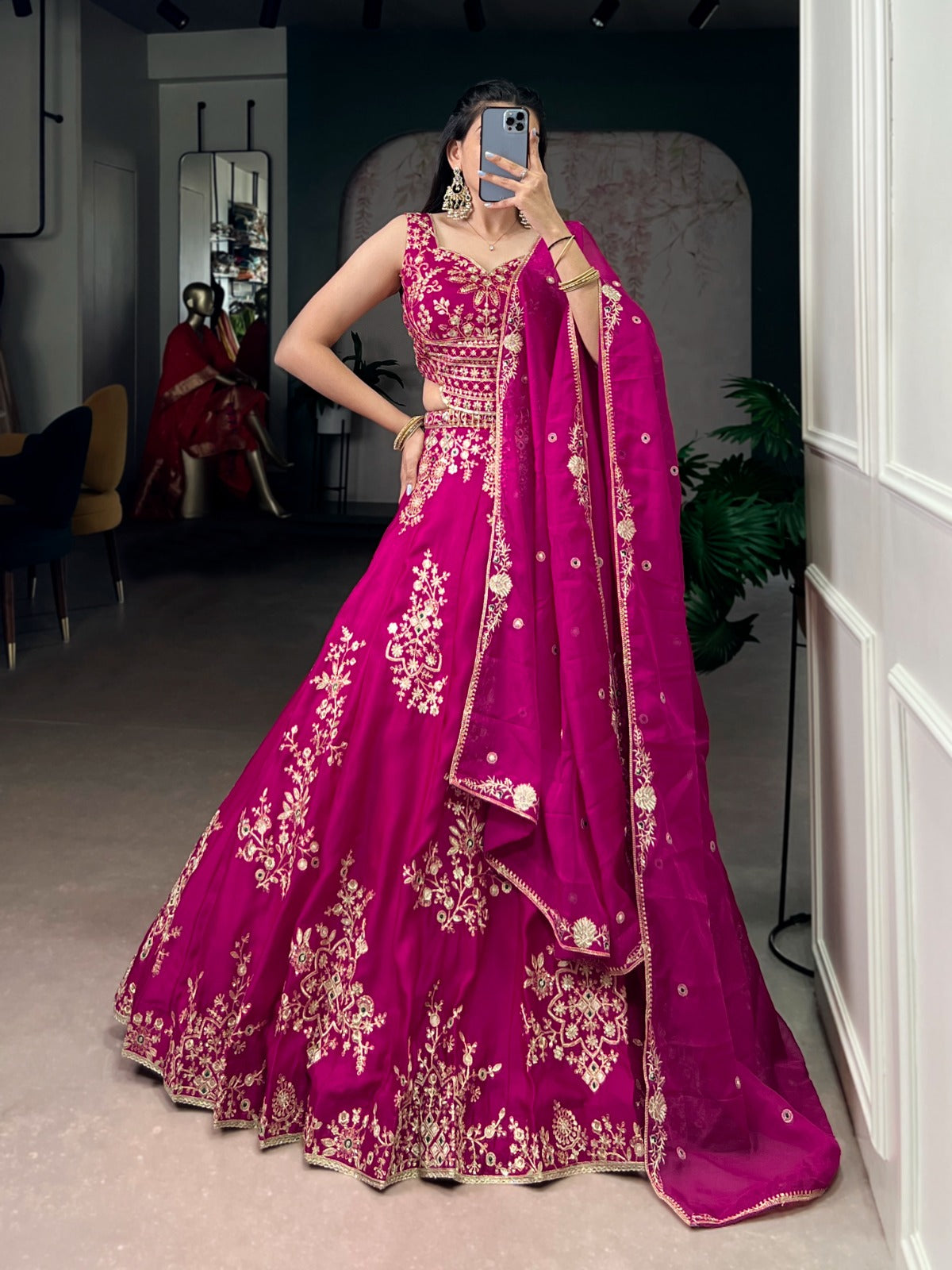 Hot Pink Wedding Lehenga for Bridemaids
