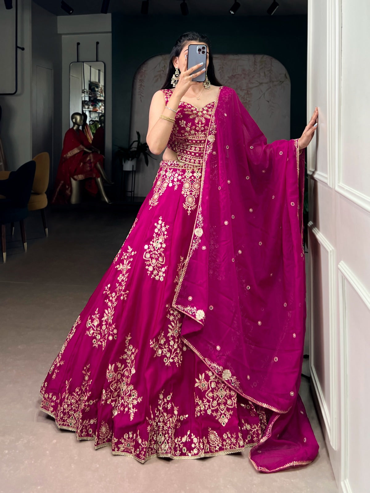 Hot Pink Wedding Lehenga for Bridemaids