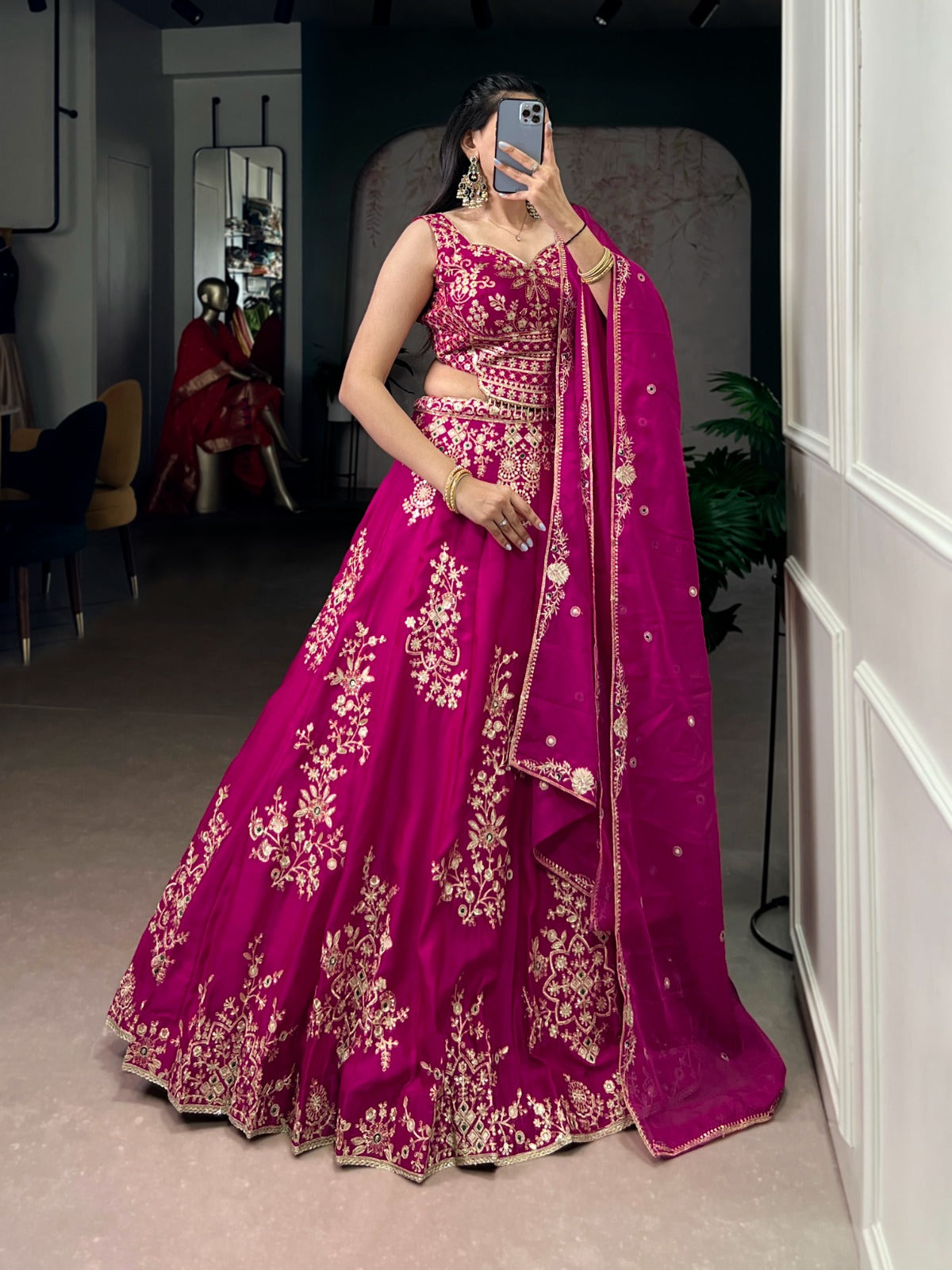 Hot Pink Wedding Lehenga for Bridemaids