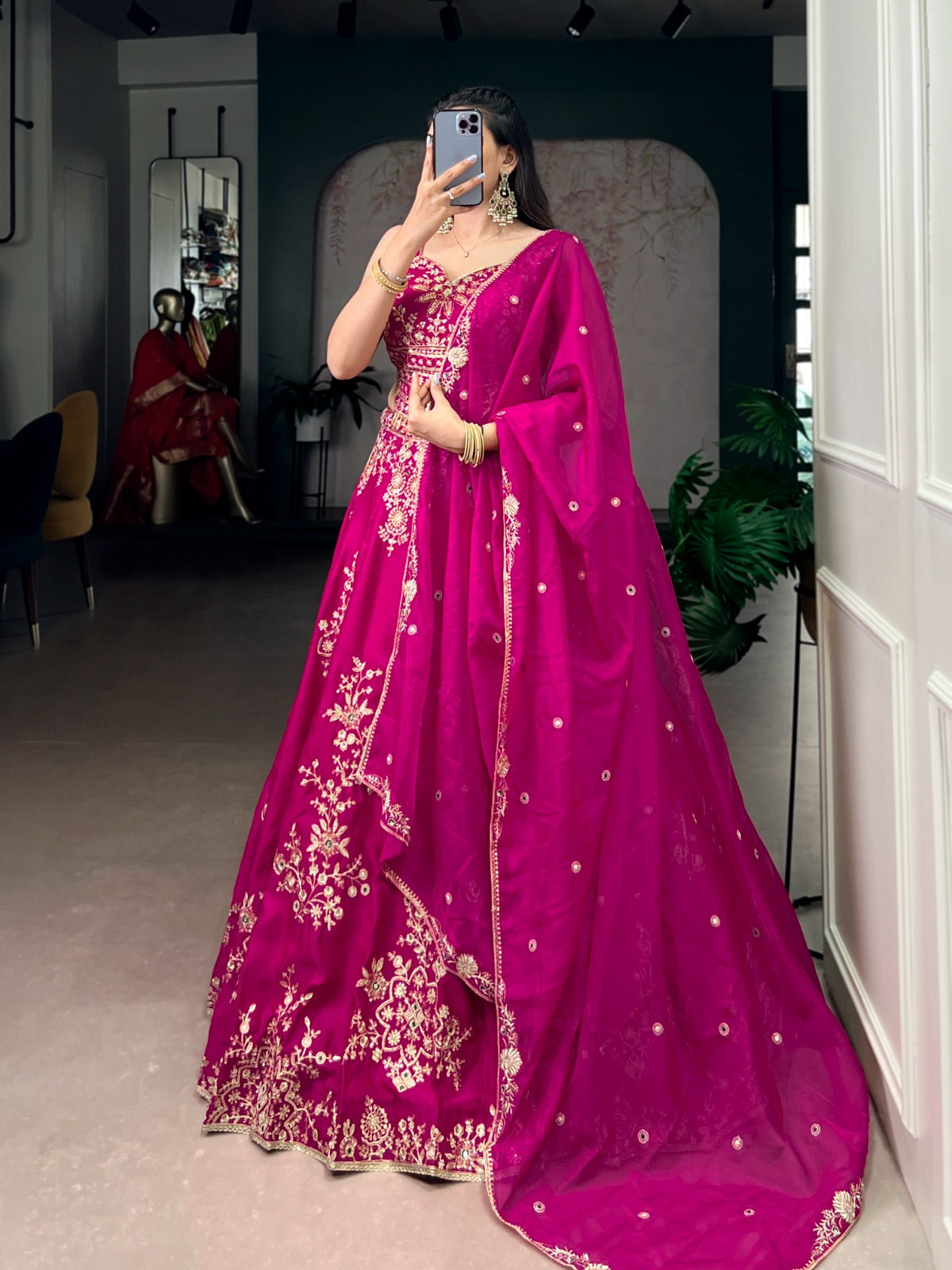Hot Pink Wedding Lehenga for Bridemaids