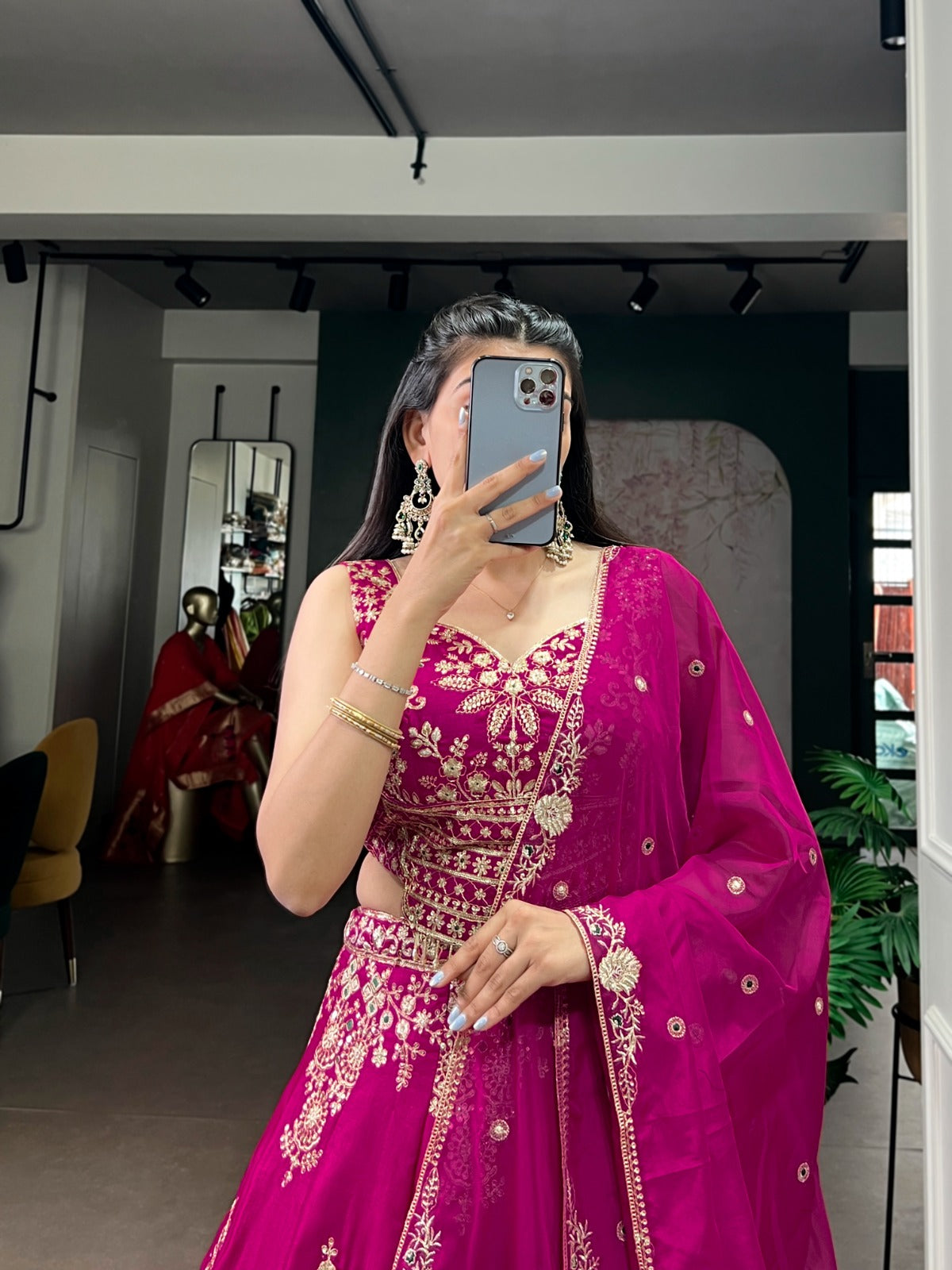 Hot Pink Wedding Lehenga for Bridemaids