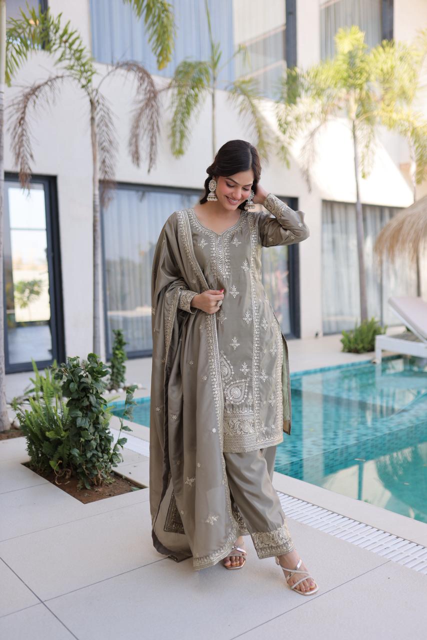 ReadyMade Ho Silk Top-Pant with Dupatta Set