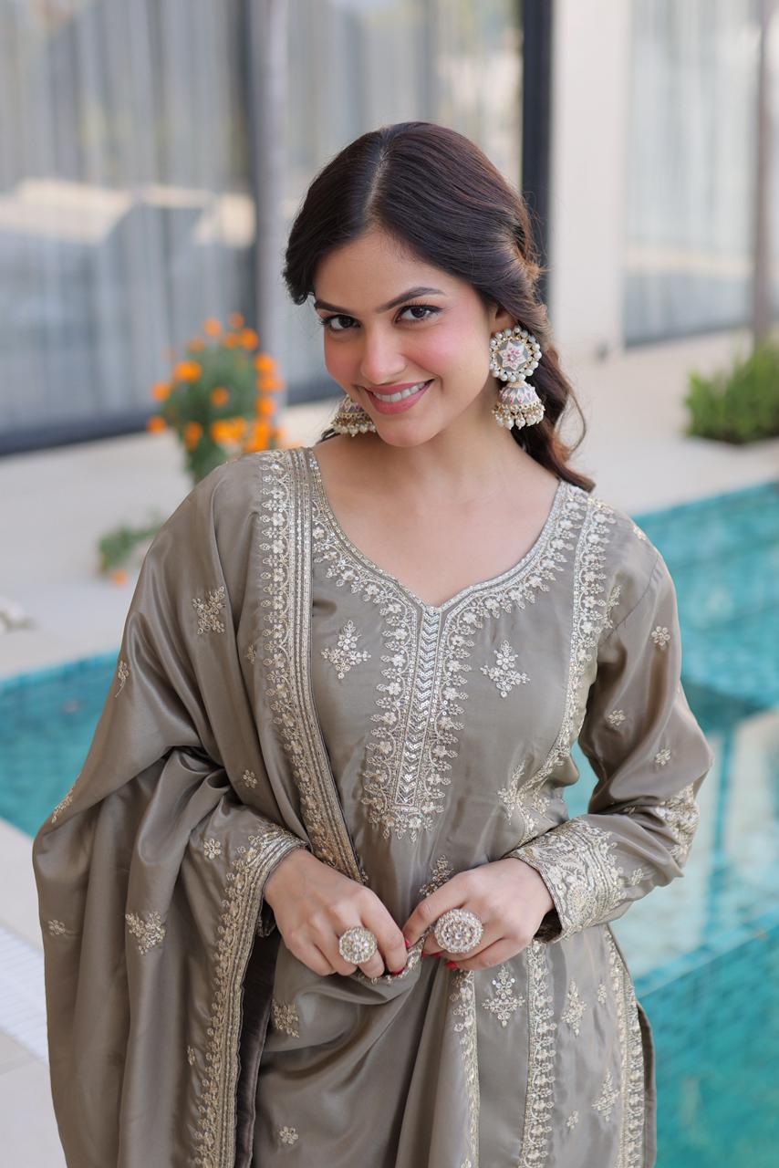 ReadyMade Ho Silk Top-Pant with Dupatta Set