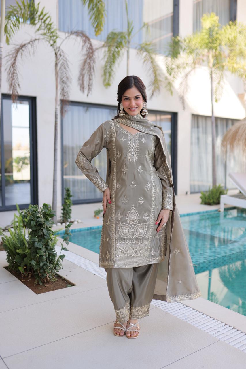 ReadyMade Ho Silk Top-Pant with Dupatta Set