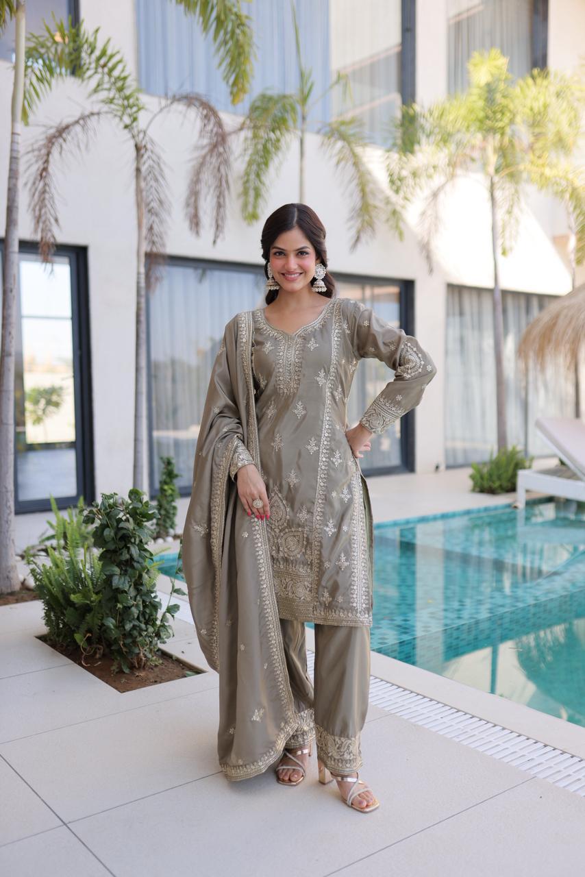 ReadyMade Ho Silk Top-Pant with Dupatta Set