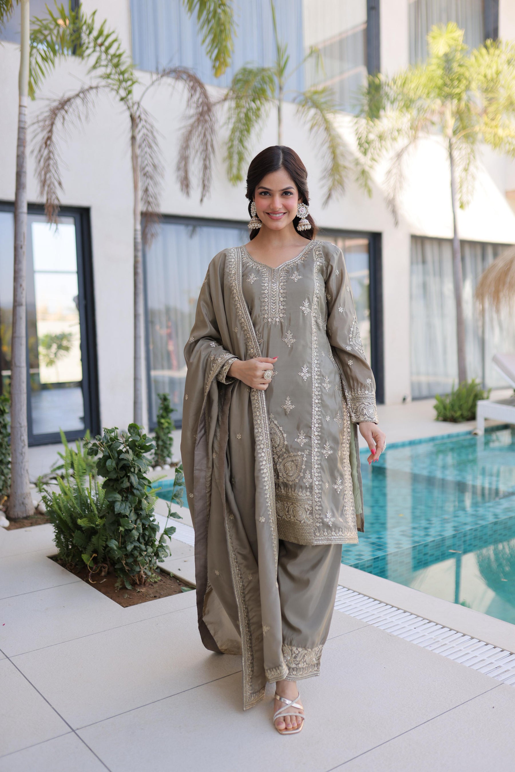 ReadyMade Ho Silk Top-Pant with Dupatta Set
