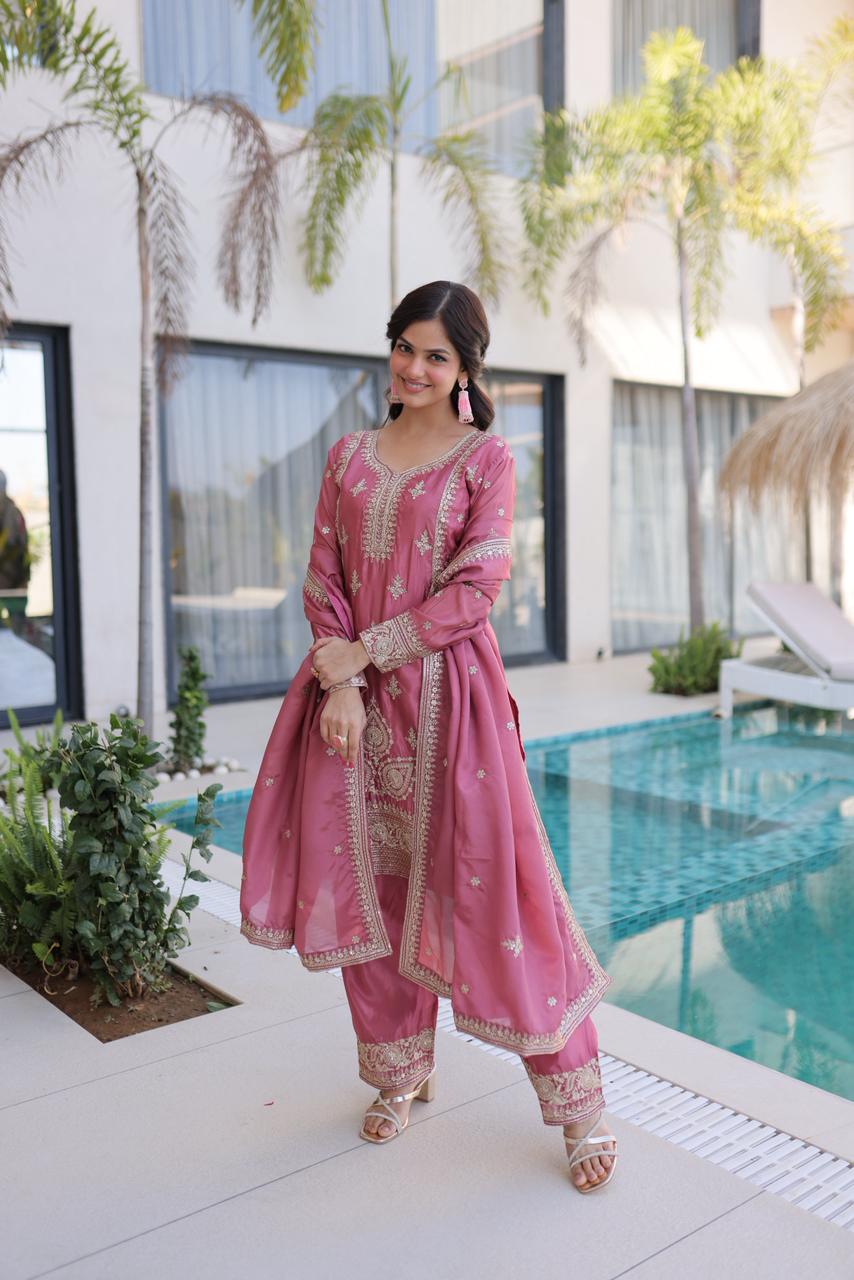 ReadyMade Ho Silk Top-Pant with Dupatta Set